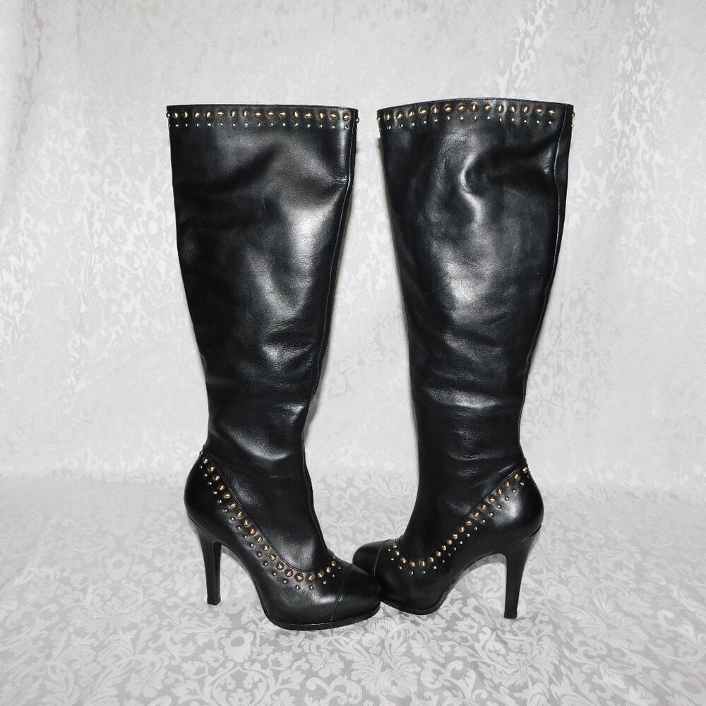 Saks Fifth Avenue, Leather Boots, Color-Black,Size-6m